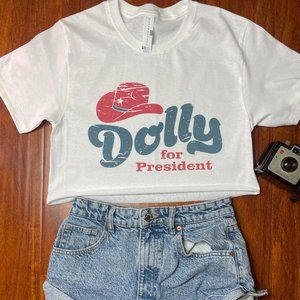 Dolly Parton for President Country Western Cowboy Cowgirl Graphic Tee Crop Top